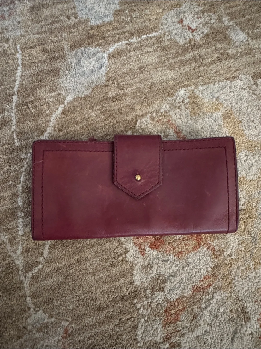 Madewell Burgundy Leather Wallet with Snap Closure